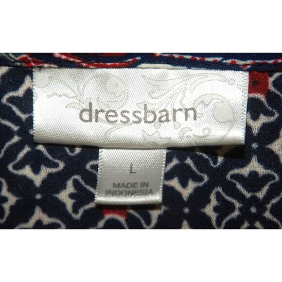 Dressbarn Ladies Red & Blue Blouse Size L Sheer Long Sleeve V-Neck Paisley Print - Picture 7 of 8